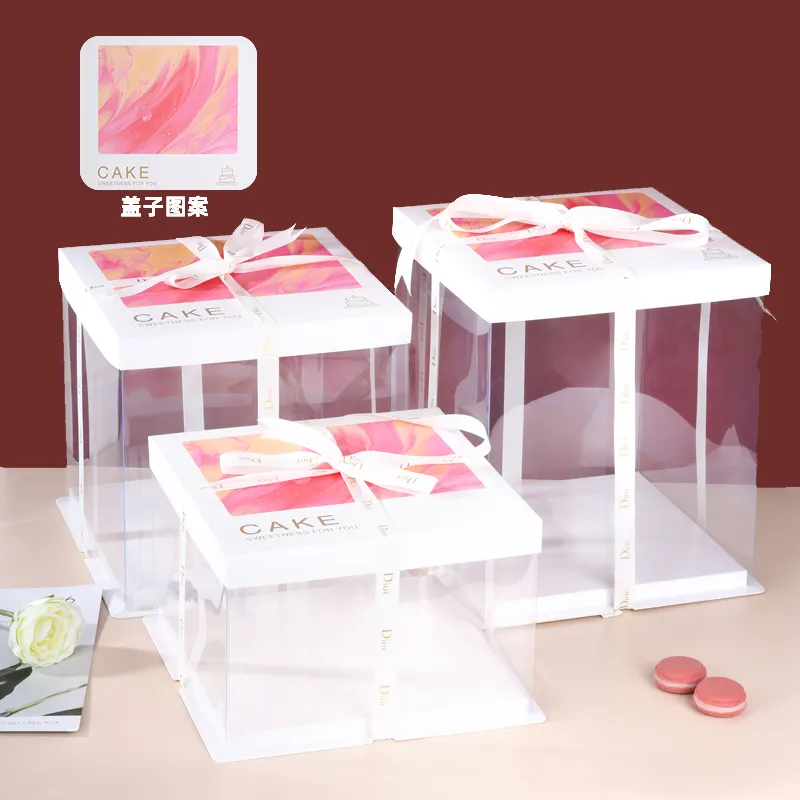 Paper cover transparent edge cake box
