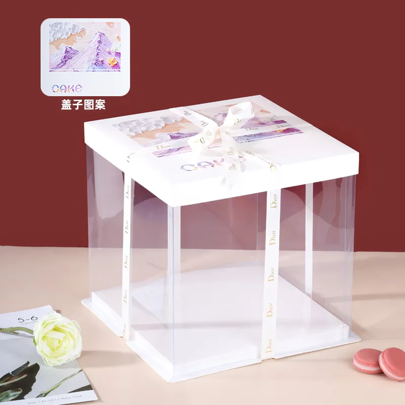 Paper cover transparent edge cake box